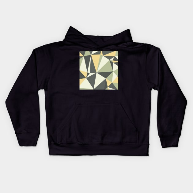 Modern Geometric Grey, Yellow and Olive Kids Hoodie by Blue-Banana